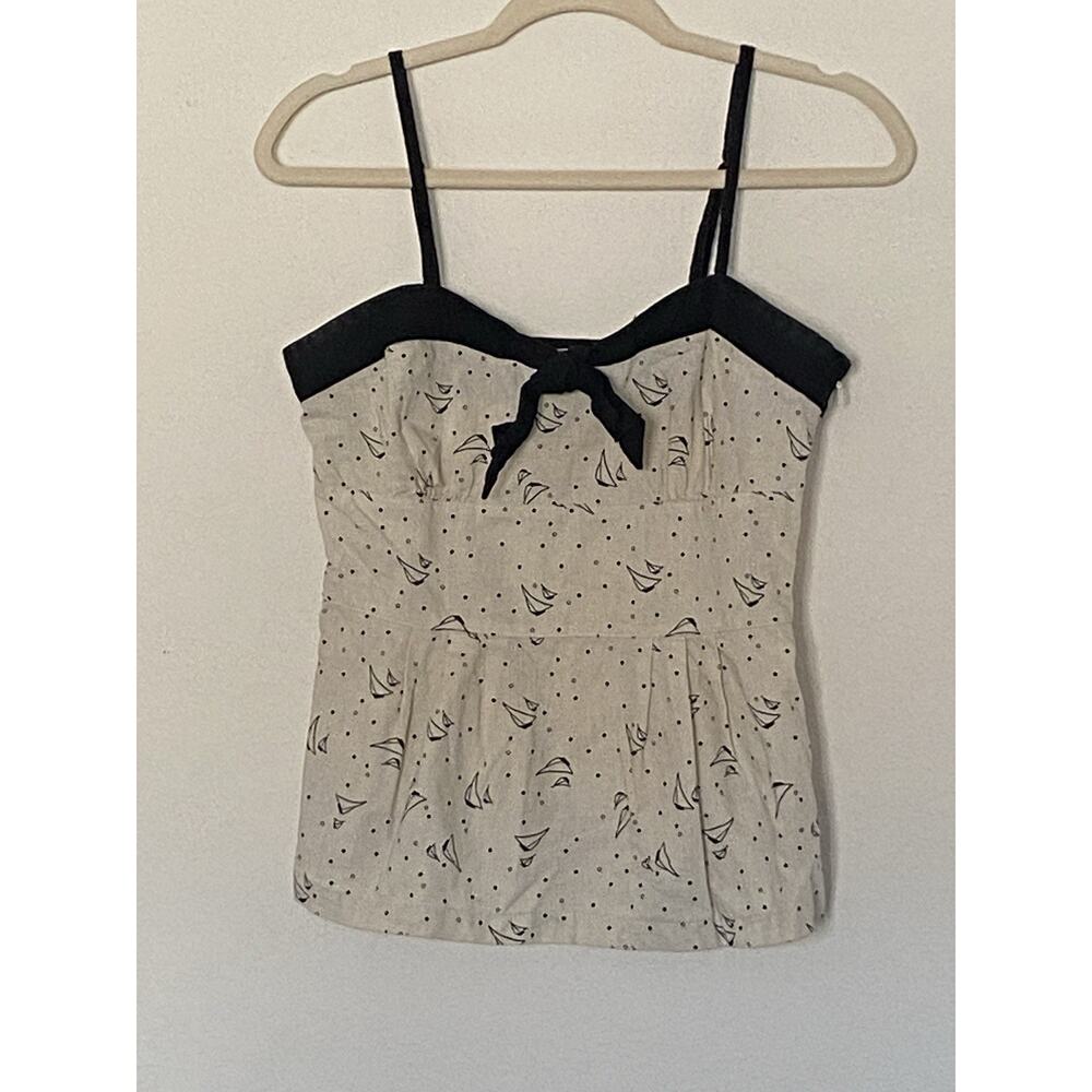 Cooperative Urban Outfitters Women linen &cotton Sailboat nautical Tank Top S- M
